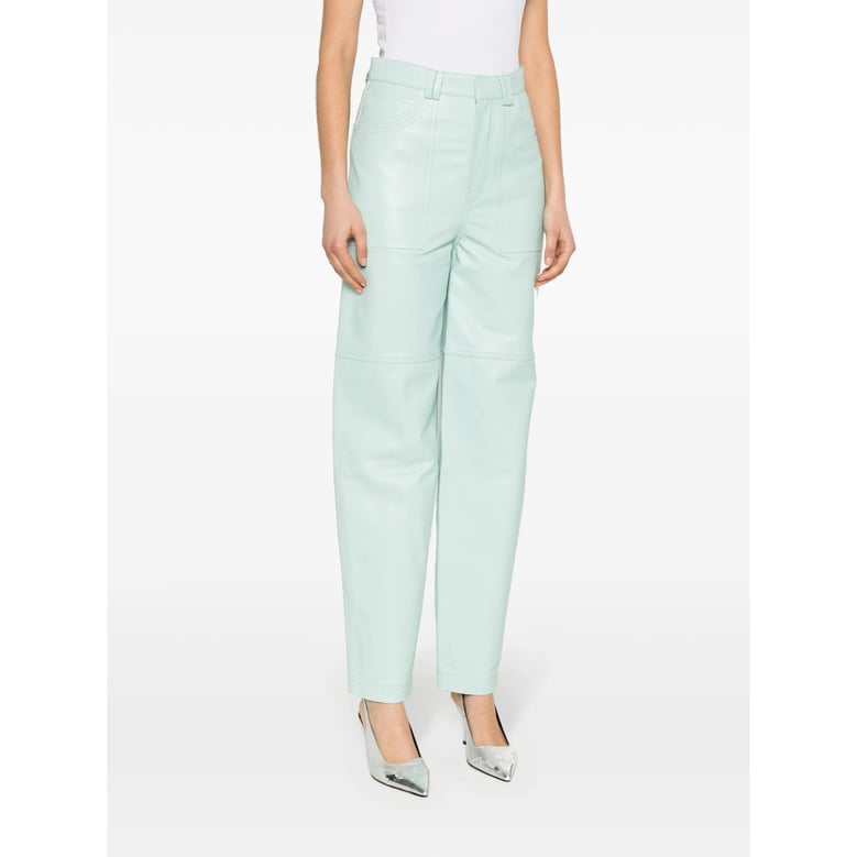 light blue lambskin wide leg trousers by Selfnex