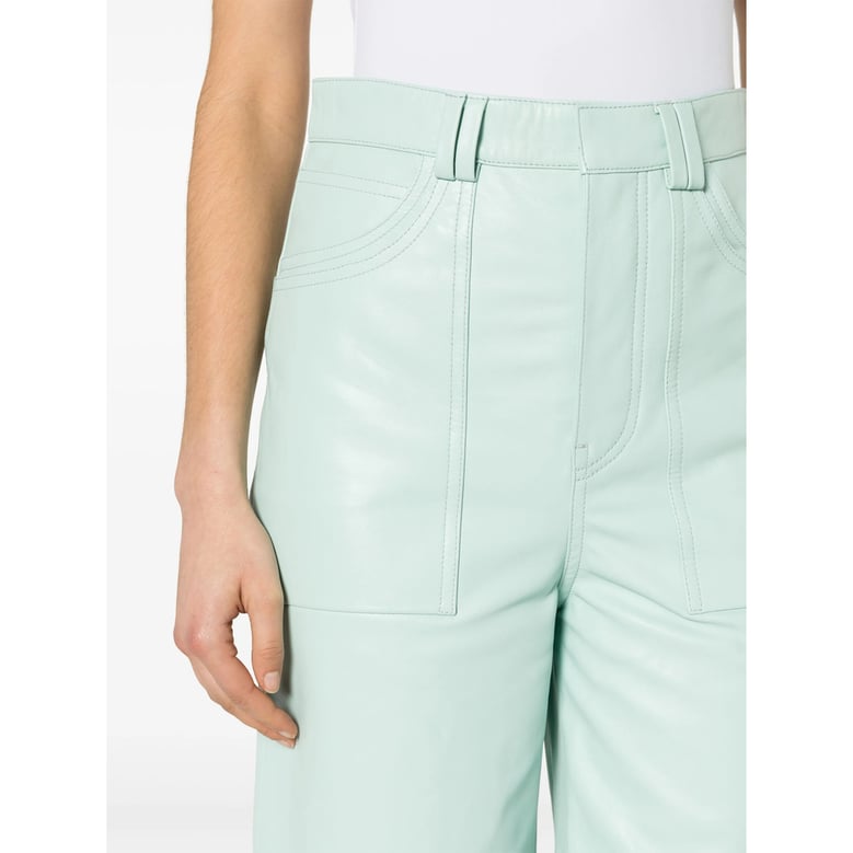 light blue lambskin wide leg trousers by Selfnex