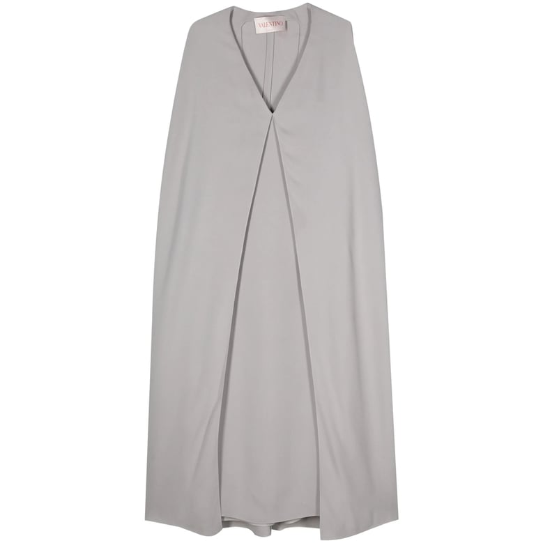 grey silk dress with cape design by Selfnex