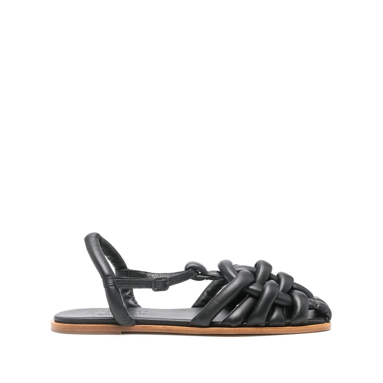 caged design black sandals by Selfnex