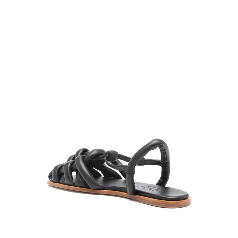 caged design black sandals by Selfnex