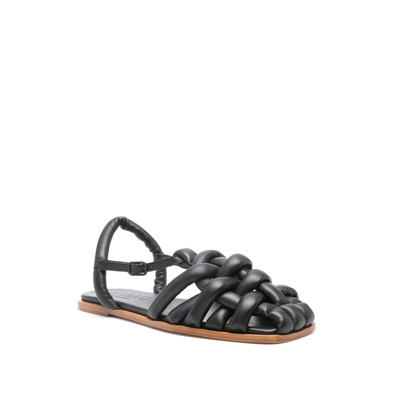 caged design black sandals by Selfnex