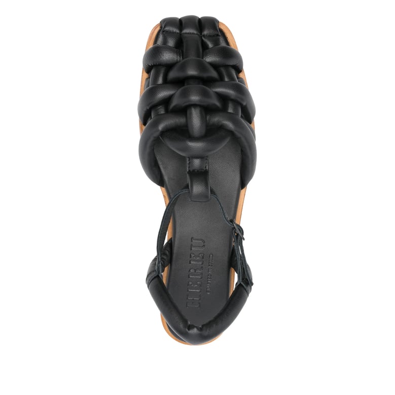 caged design black sandals by Selfnex