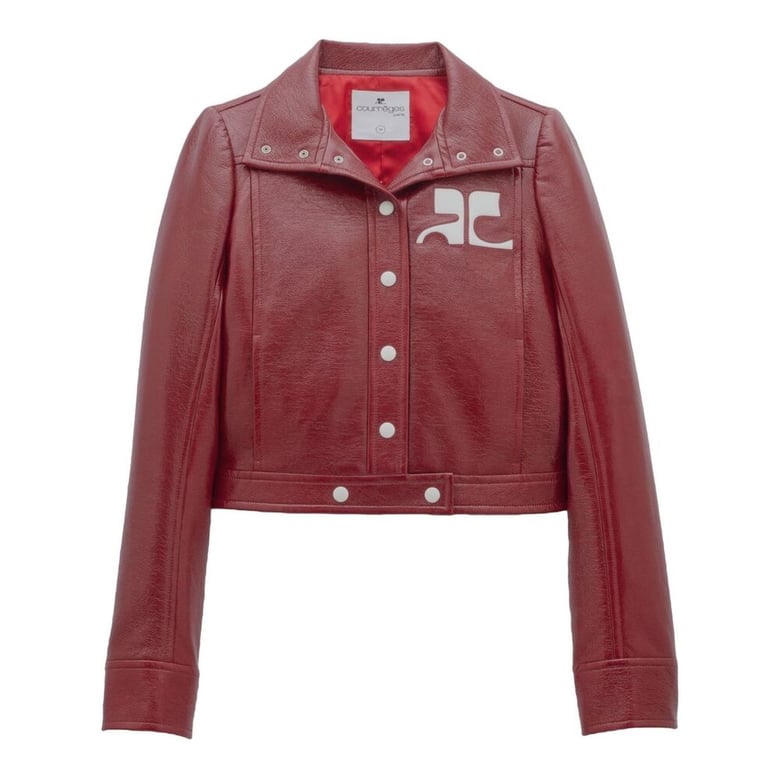 biker jacket red stretch cotton by Selfnex