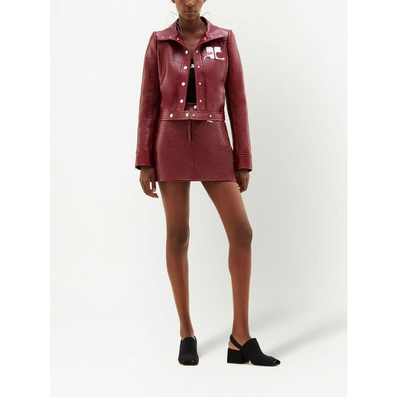 biker jacket red stretch cotton by Selfnex