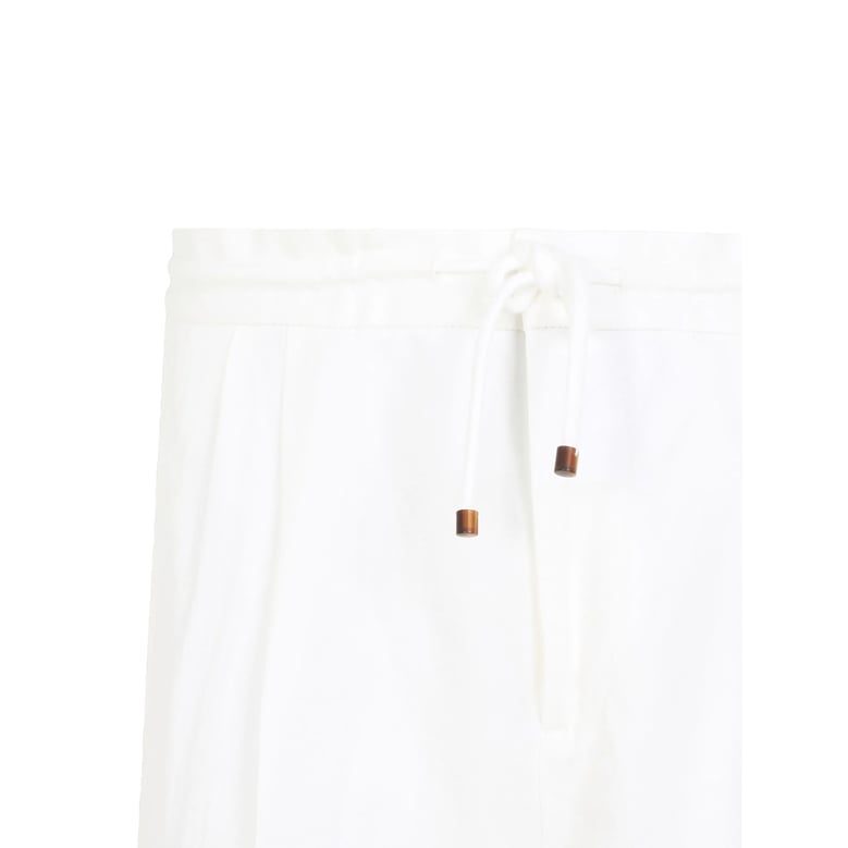 tapered trousers white cotton-linen by Selfnex