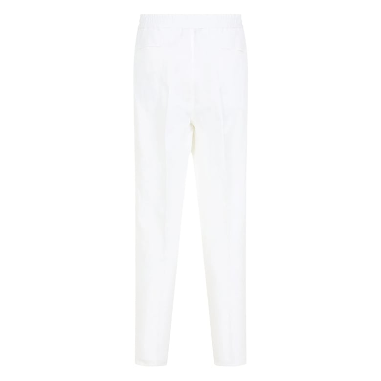 tapered trousers white cotton-linen by Selfnex