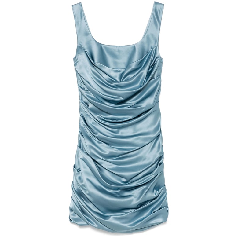 blue dress with smocked panel by Selfnex
