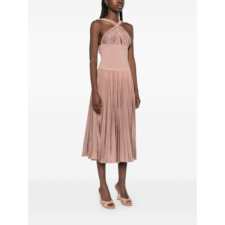 ribbed knit dress with keyhole neck by Selfnex