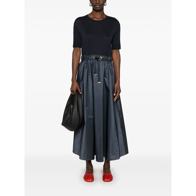 navy blue drawstring waist dress by Selfnex