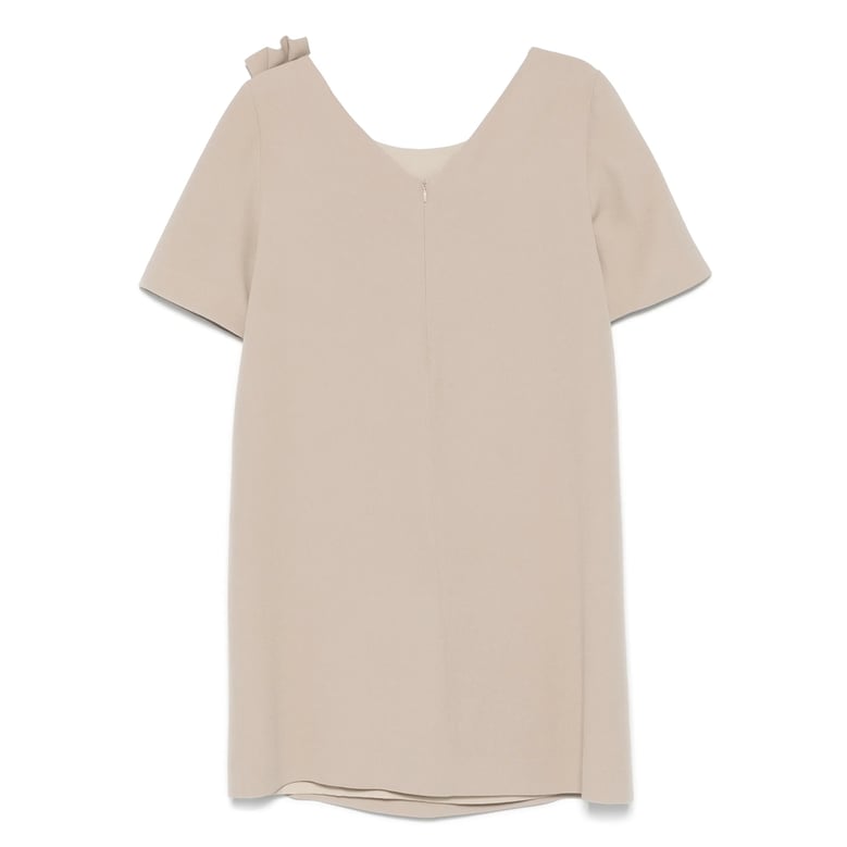 beige dress with round neck by Selfnex