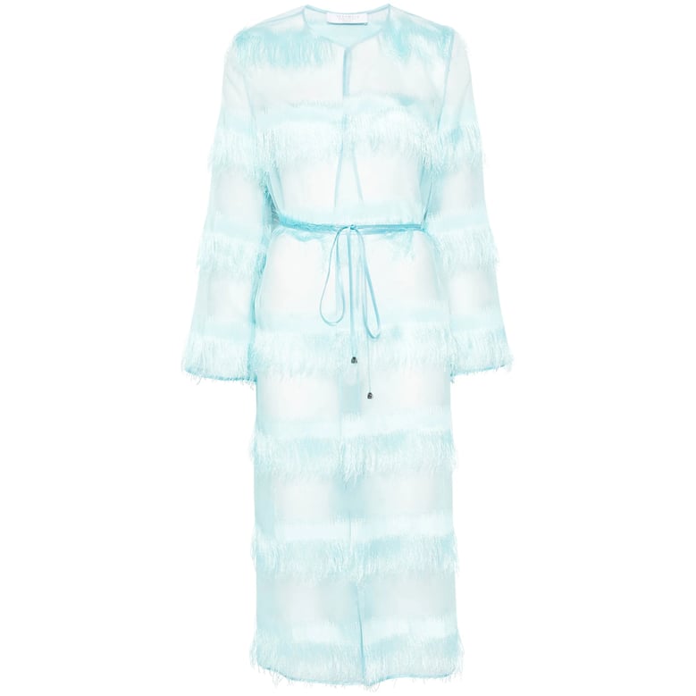 aqua blue dress with detachable waist belt by Selfnex