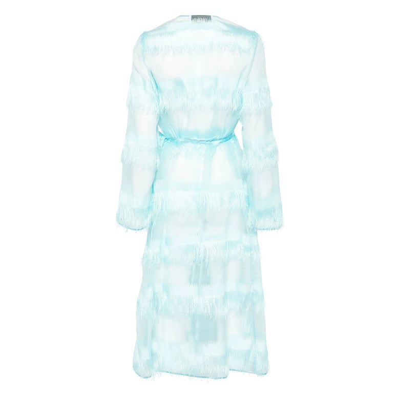aqua blue dress with detachable waist belt by Selfnex