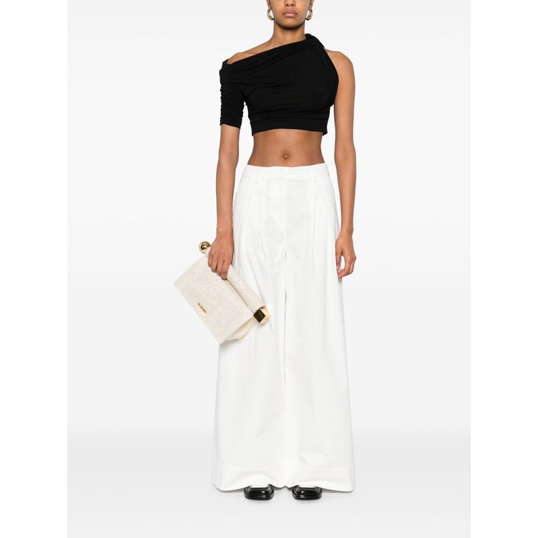 white concealed front button trousers by Selfnex