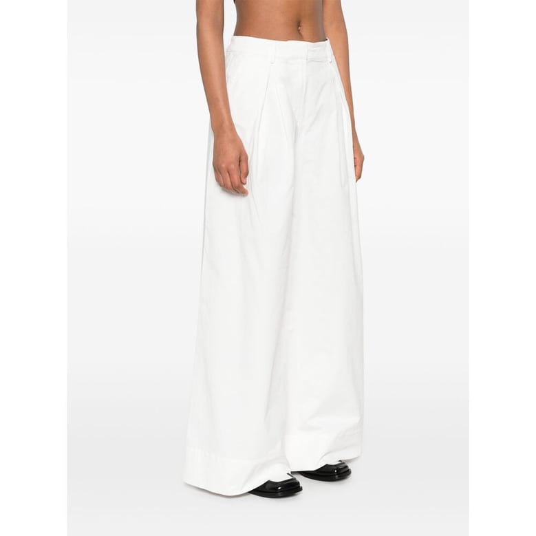 white concealed front button trousers by Selfnex