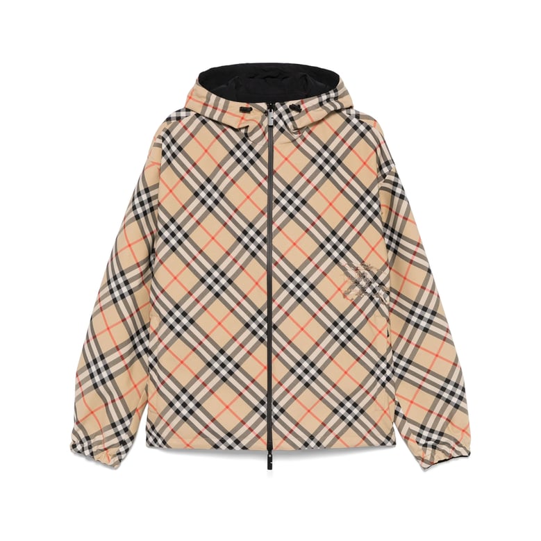 hooded jacket classic check neutrals by Selfnex