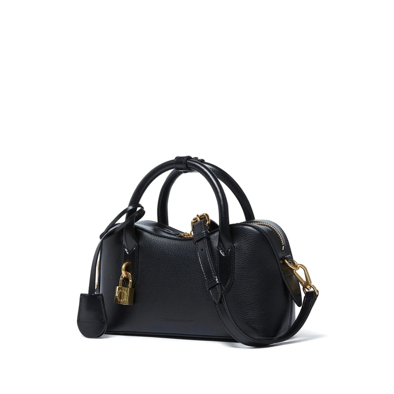 two-way zip black bag with padlock detail by Selfnex