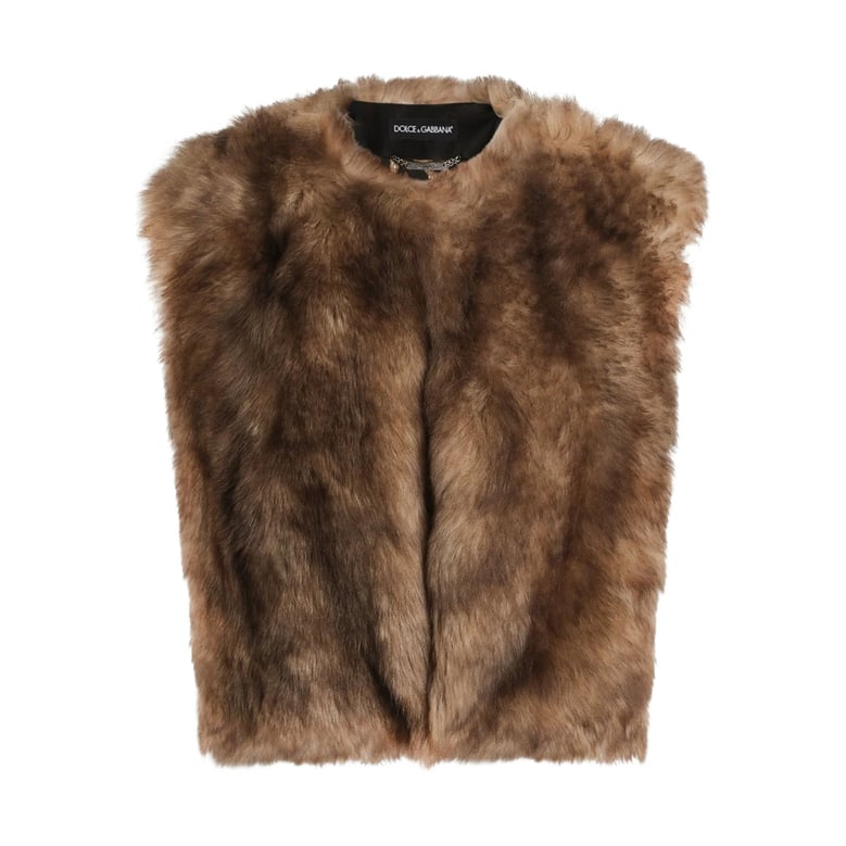 dolce & gabbana brown sleeveless coat by Selfnex