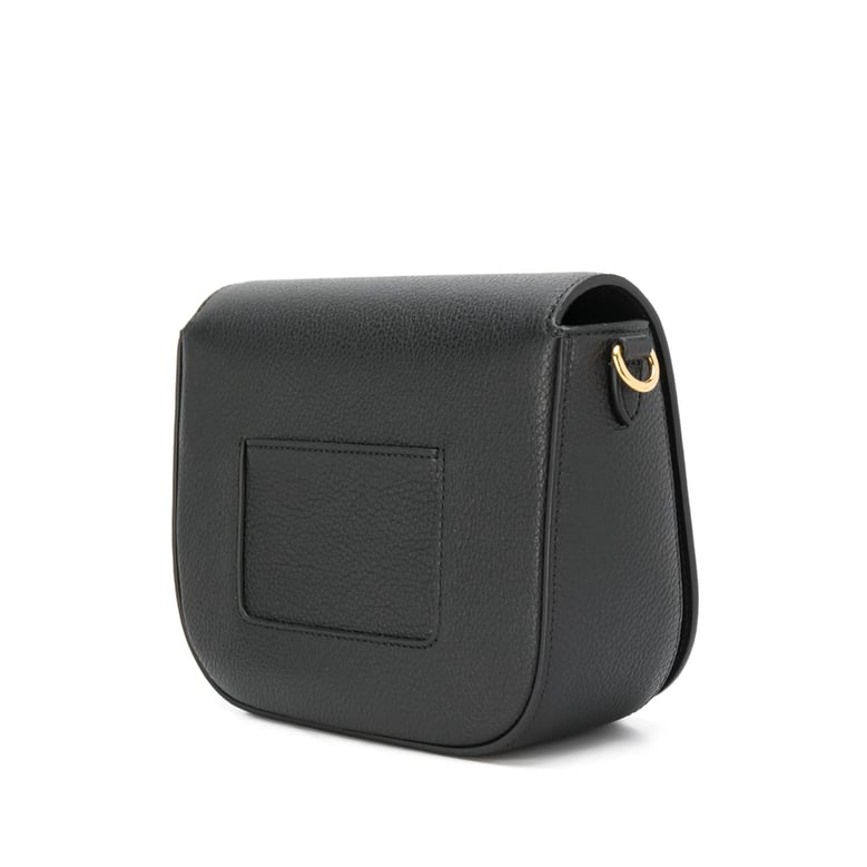 black leather twist-lock bag by Selfnex