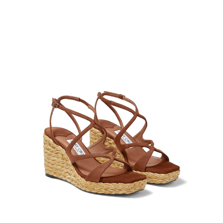 wedge sandals brown suede by Selfnex