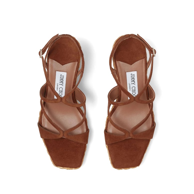 wedge sandals brown suede by Selfnex