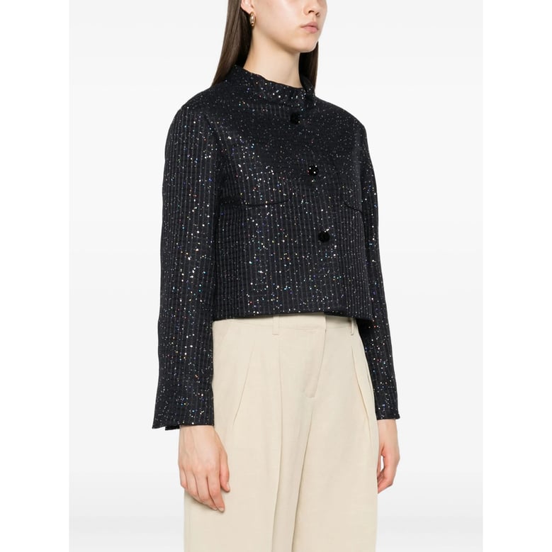 cropped jacket blue sequin by Selfnex