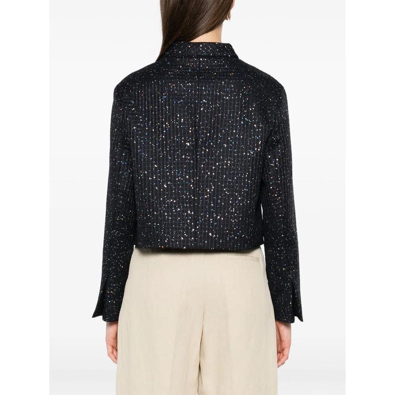 cropped jacket blue sequin by Selfnex