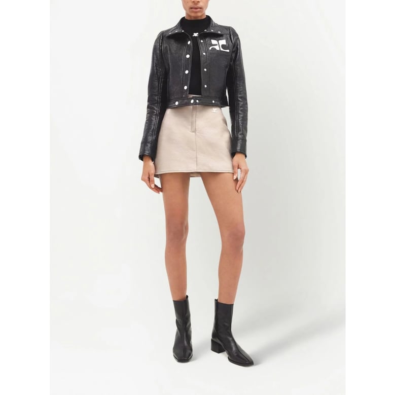 biker jacket black stretch-cotton by Selfnex