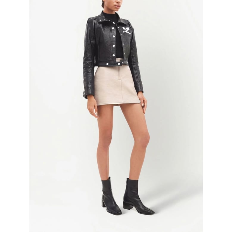 biker jacket black stretch-cotton by Selfnex
