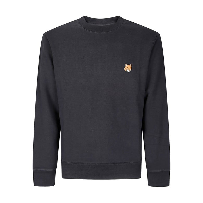 black cotton sweatshirt with fox embroidery by Selfnex