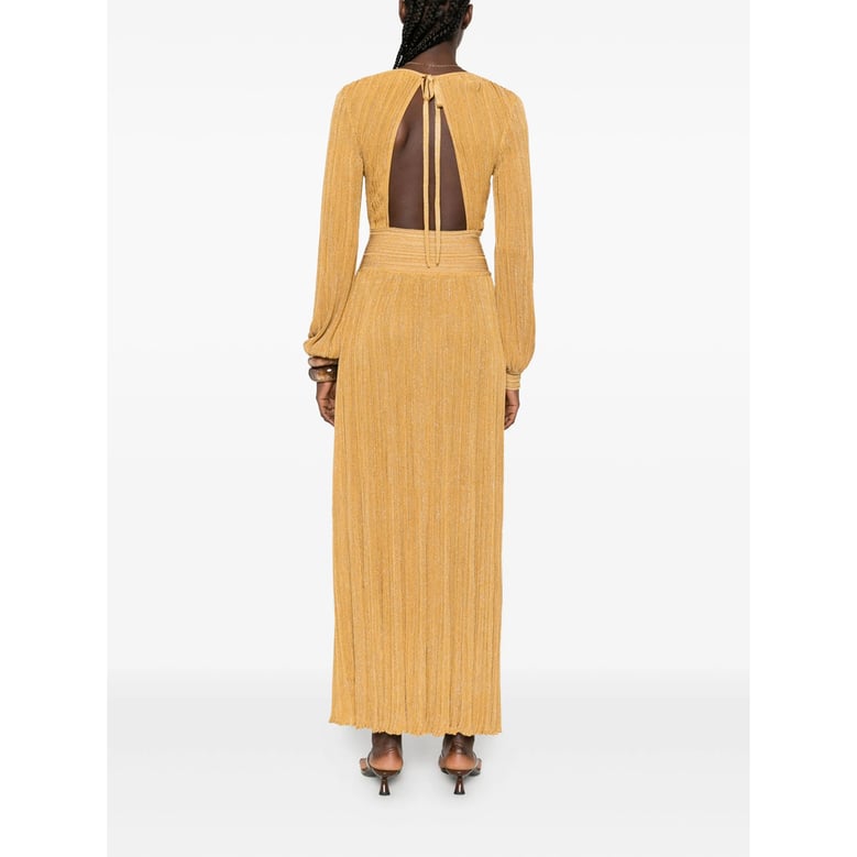 pleated dress in chai-tea gold by Selfnex