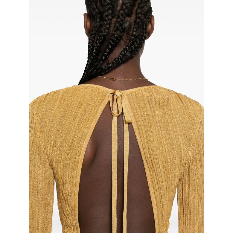 pleated dress in chai-tea gold by Selfnex