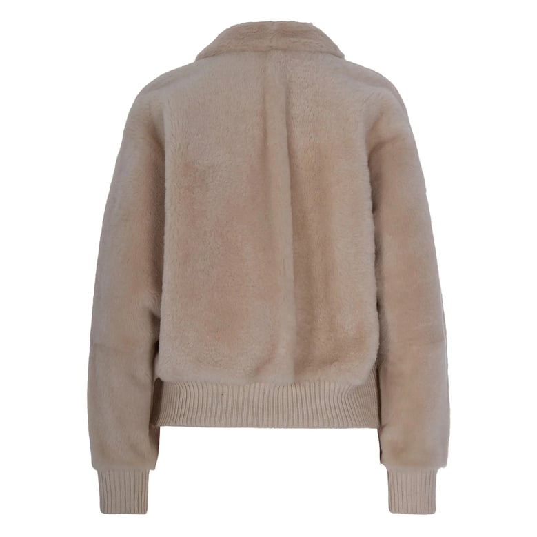 ribbed hem shearling jacket by Selfnex