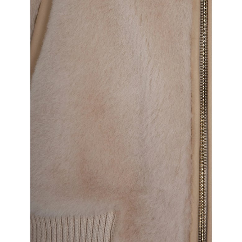 ribbed hem shearling jacket by Selfnex