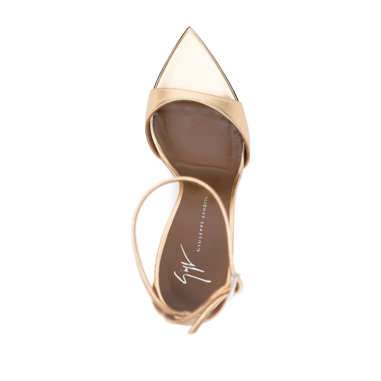 gold stiletto sandals by Selfnex