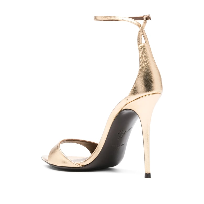 gold stiletto sandals by Selfnex