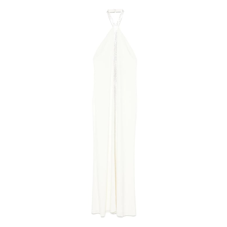 halter neck maxi dress in white by Selfnex