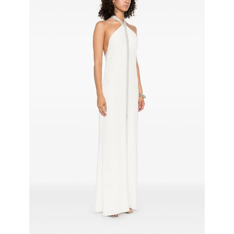 halter neck maxi dress in white by Selfnex