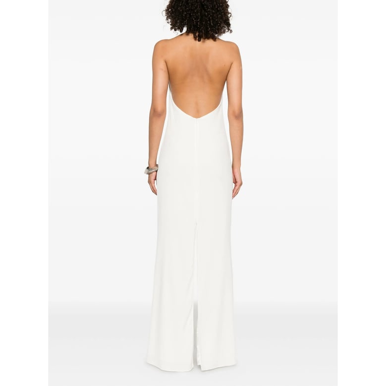 halter neck maxi dress in white by Selfnex