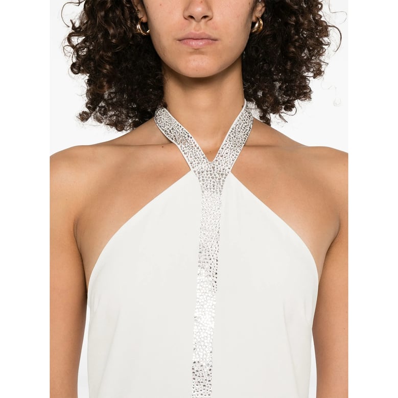 halter neck maxi dress in white by Selfnex