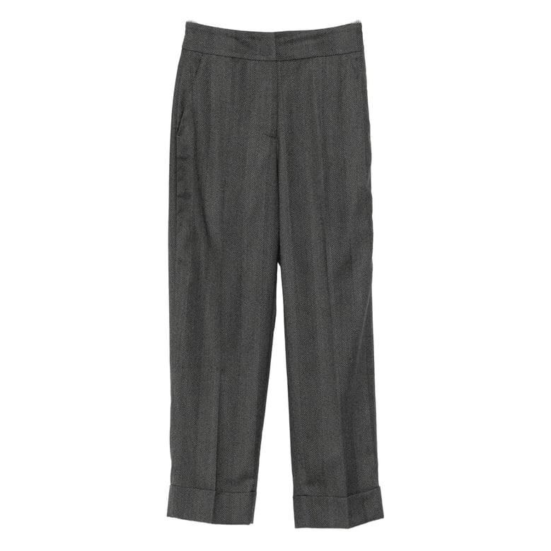 cuffed herringbone pattern trousers by Selfnex