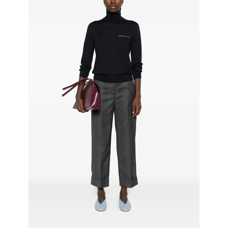 cuffed herringbone pattern trousers by Selfnex