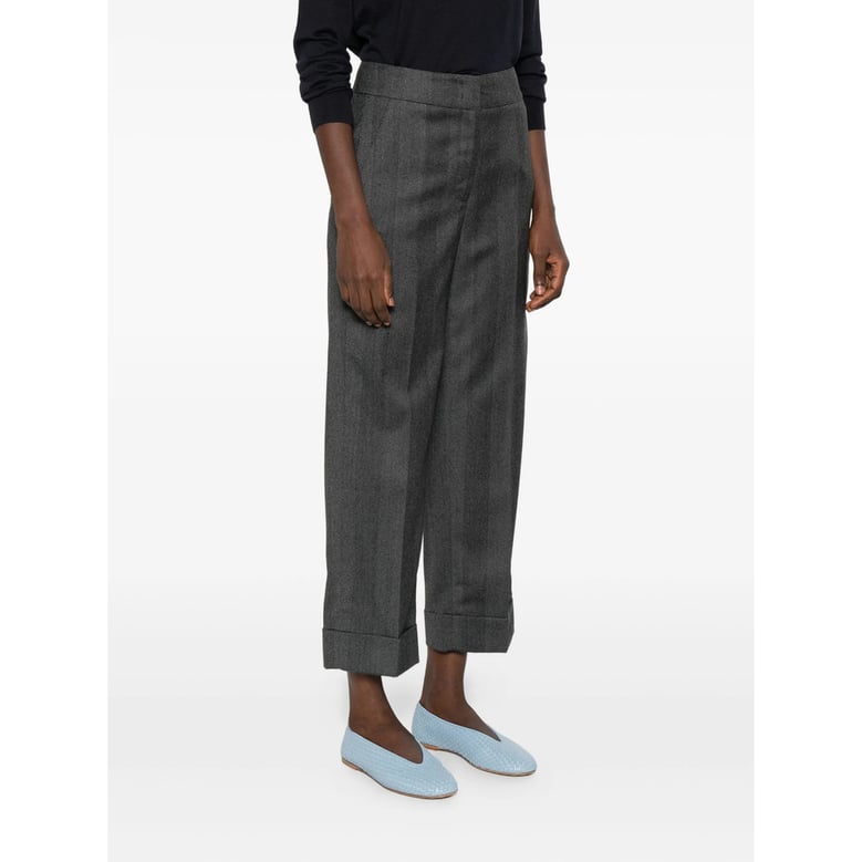 cuffed herringbone pattern trousers by Selfnex