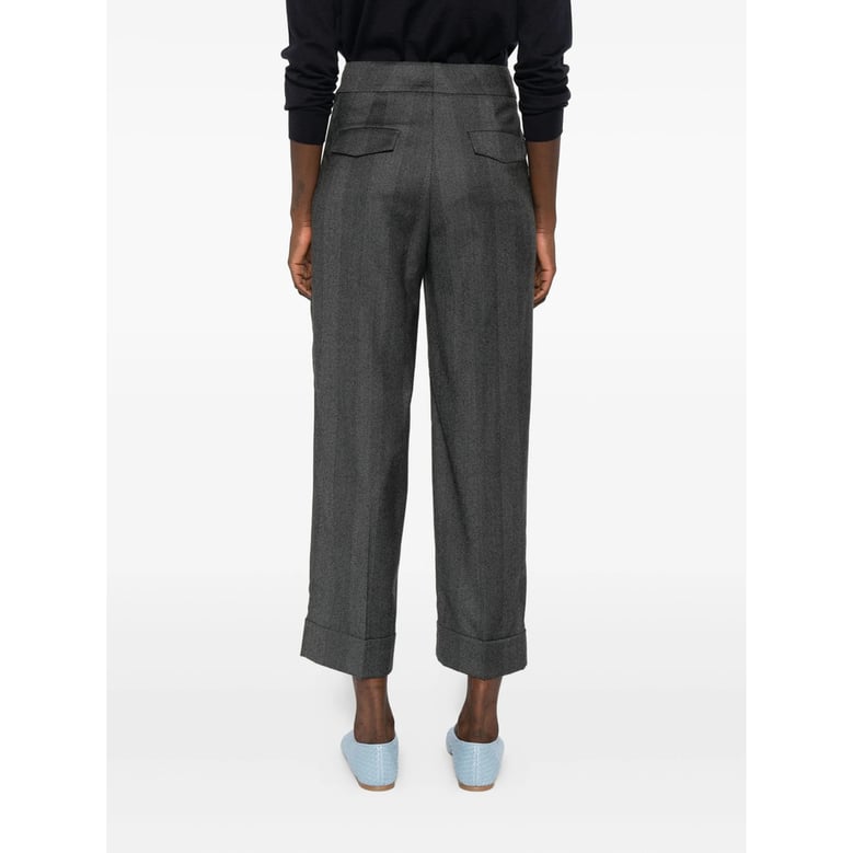 cuffed herringbone pattern trousers by Selfnex