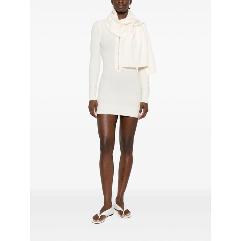 buttercream ribbed knit dress by Selfnex