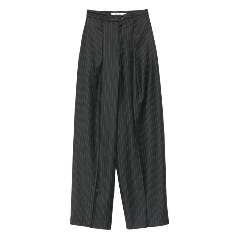 grey pinstripe pleated trousers by Selfnex