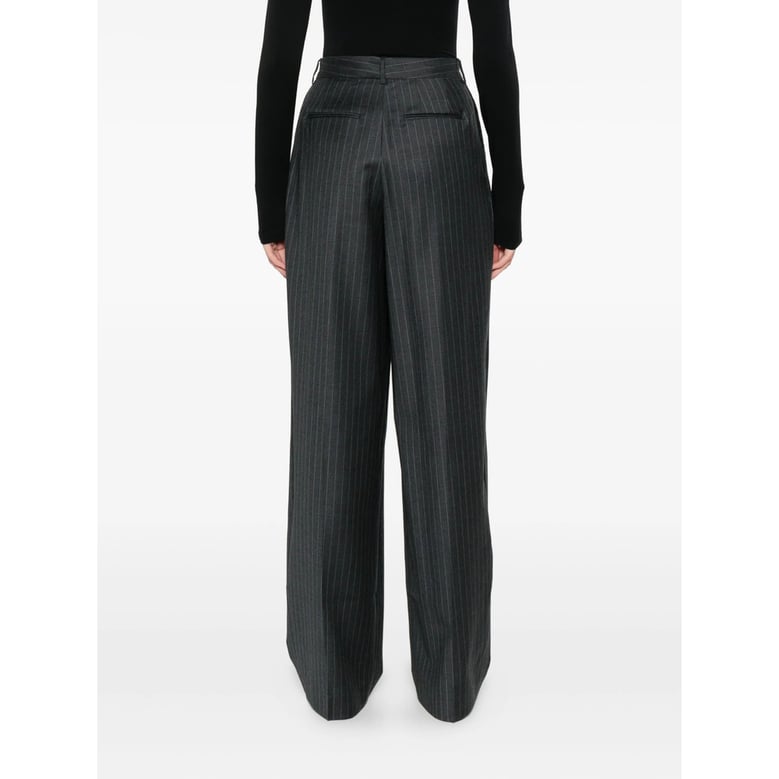 grey pinstripe pleated trousers by Selfnex