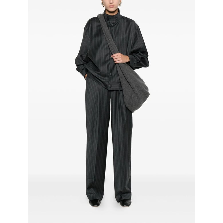 grey pinstripe pleated trousers by Selfnex