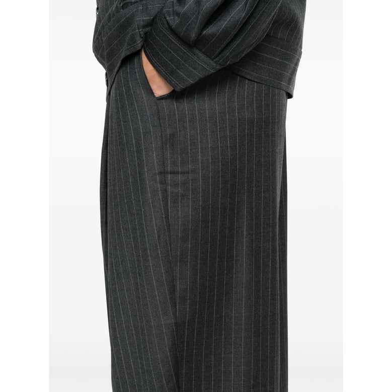 grey pinstripe pleated trousers by Selfnex