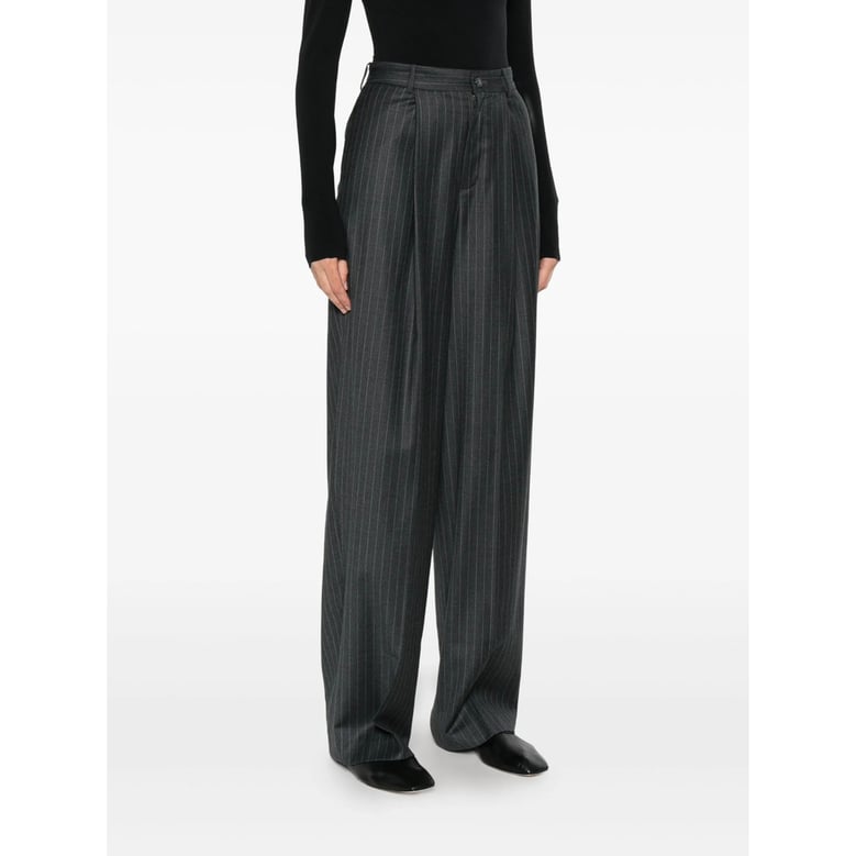 grey pinstripe pleated trousers by Selfnex